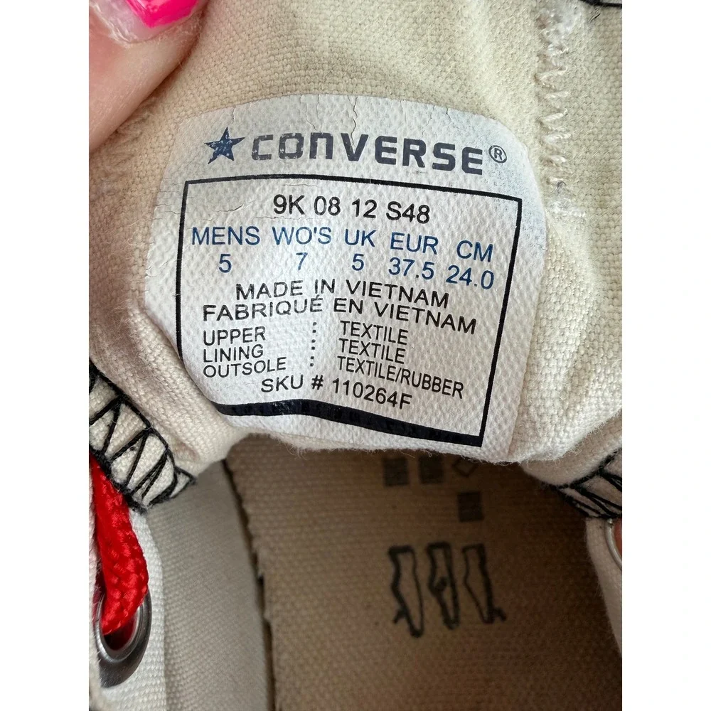 Converse All Star Alphabet Print Low Top Sneakers Red Black Women's 7